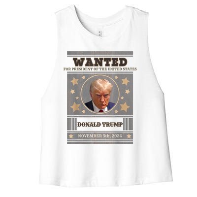 Trump 2024 Wanted For President Of The United States Women's Racerback Cropped Tank