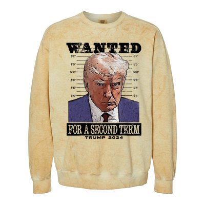 Trump 2024 Wanted For A 2nd Term Colorblast Crewneck Sweatshirt