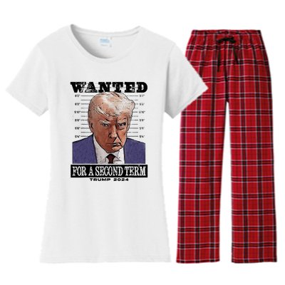 Trump 2024 Wanted For A 2nd Term Women's Flannel Pajama Set