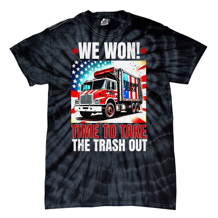 Trump 2024 We Won Wins Victory Inauguration 2025 Garbage Tie-Dye T-Shirt