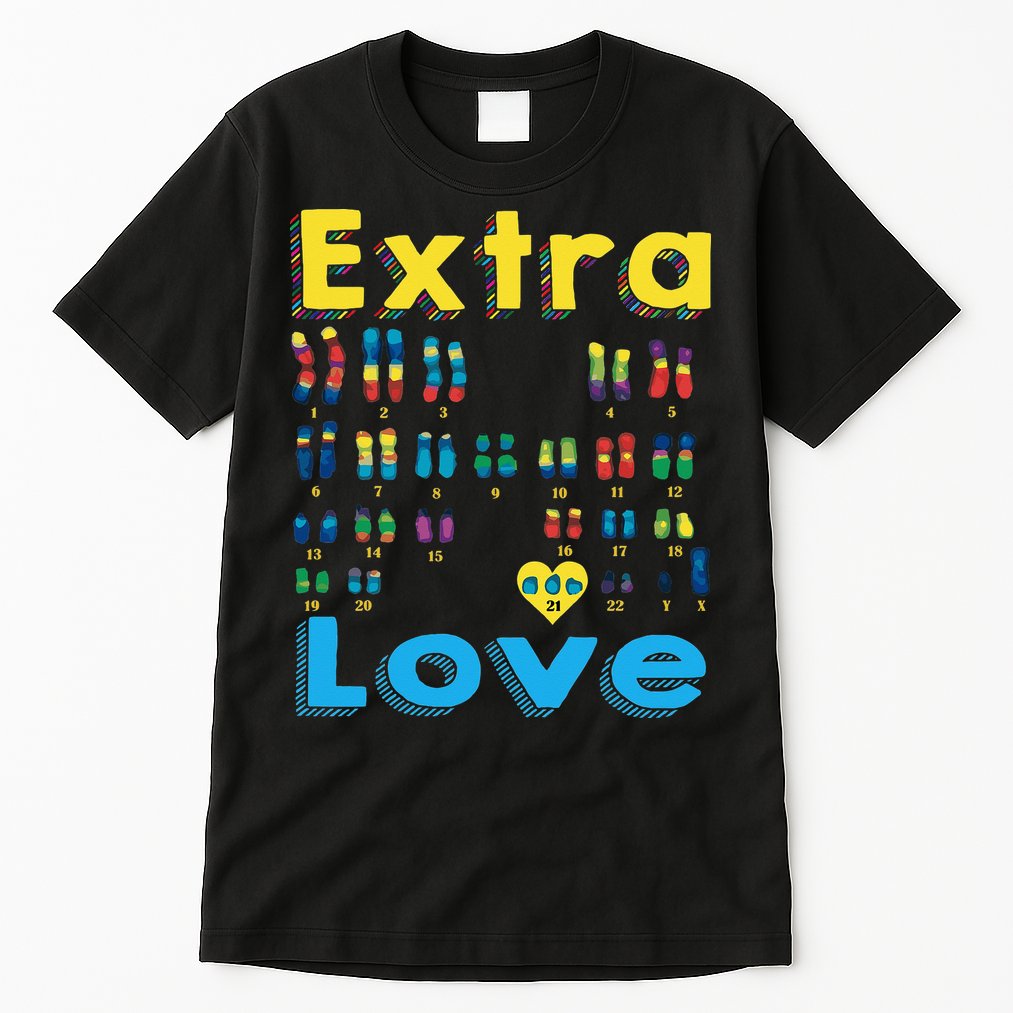 Trisomy 21 XY Extra Chromosome  World Down Syndrome Day Tall T-Shirt