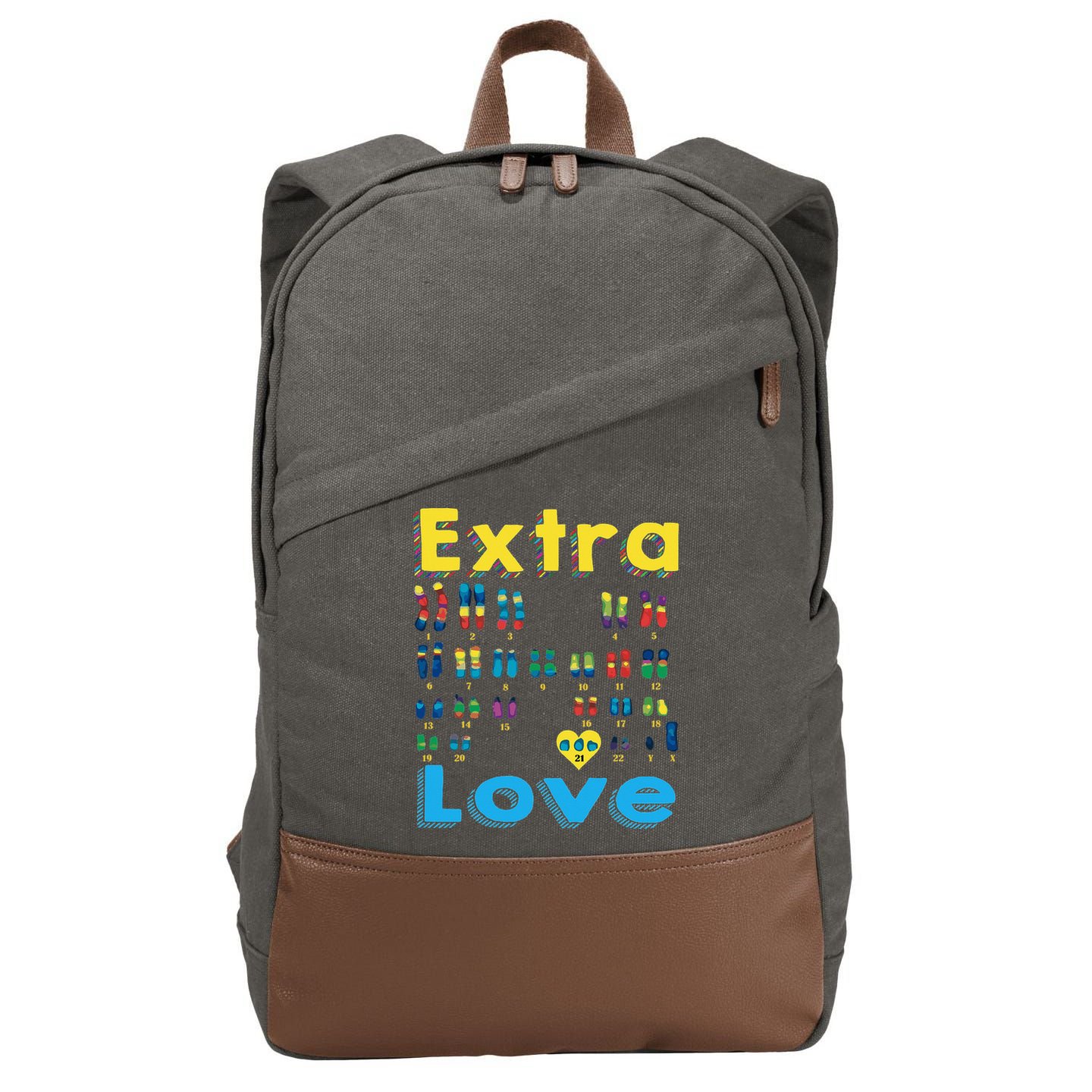 Trisomy 21 XY Extra Chromosome  World Down Syndrome Day Cotton Canvas Backpack