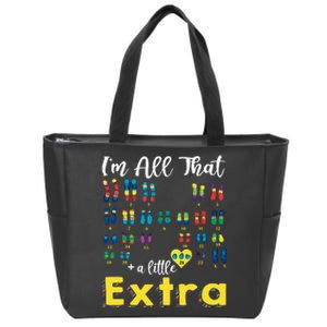 Trisomy 21 XX Extra Chromosome World Down Syndrome Day Zip Tote Bag