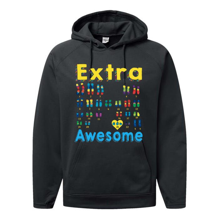 Trisomy 21 XX Extra Chromosome World Down Syndrome Day Performance Fleece Hoodie