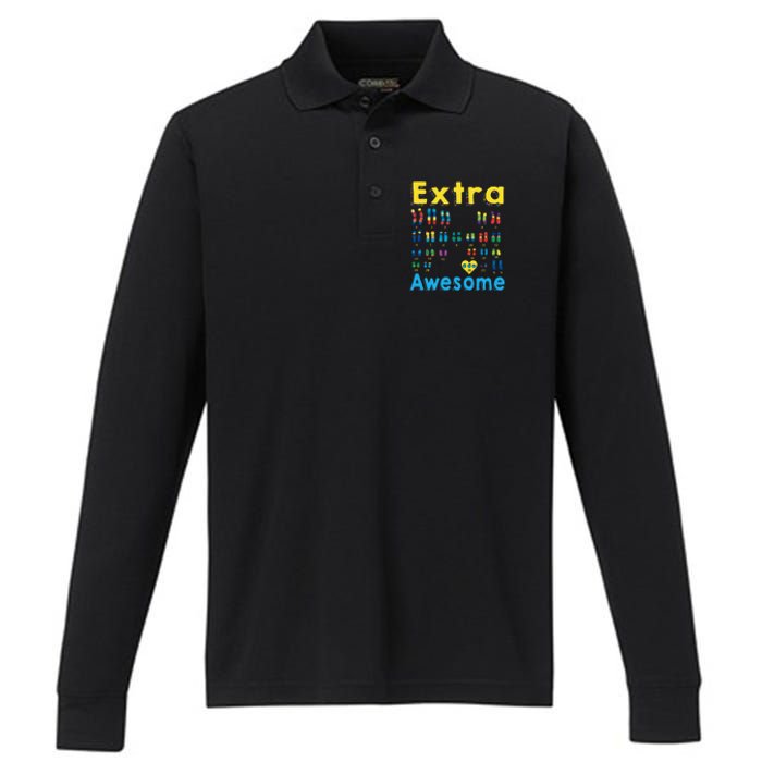 Trisomy 21 XX Extra Chromosome World Down Syndrome Day Performance Long Sleeve Polo