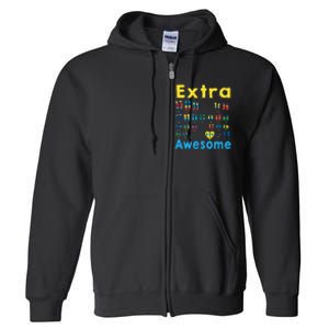 Trisomy 21 XX Extra Chromosome World Down Syndrome Day Full Zip Hoodie