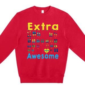 Trisomy 21 XX Extra Chromosome World Down Syndrome Day Premium Crewneck Sweatshirt