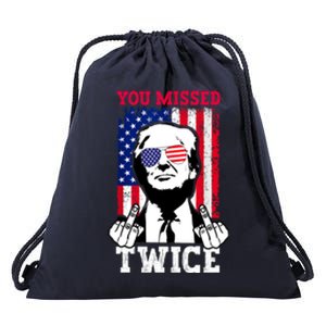 Trump 2024 You Missed Twice Funny Trump Assassination Attempt Gift Drawstring Bag