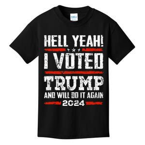 Trump 2024 Yeah! I Voted Trump And Will Do It Again Funny Kids T-Shirt