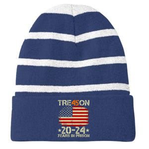 Tre45on 2024 Years In Prison AntI Trump 2024 Striped Beanie with Solid Band