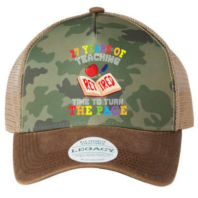 Teacher 27 Years Of Teaching Retired Time To Turn The Page Legacy Tie Dye Trucker Hat