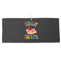 Teacher 27 Years Of Teaching Retired Time To Turn The Page Large Microfiber Waffle Golf Towel
