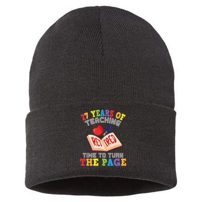 Teacher 27 Years Of Teaching Retired Time To Turn The Page Sustainable Knit Beanie