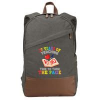 Teacher 27 Years Of Teaching Retired Time To Turn The Page Cotton Canvas Backpack
