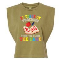 Teacher 27 Years Of Teaching Retired Time To Turn The Page Garment-Dyed Women's Muscle Tee