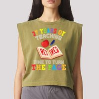 Teacher 27 Years Of Teaching Retired Time To Turn The Page Garment-Dyed Women's Muscle Tee