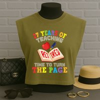 Teacher 27 Years Of Teaching Retired Time To Turn The Page Garment-Dyed Women's Muscle Tee