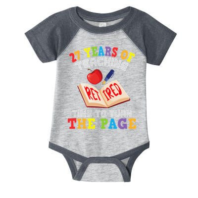Teacher 27 Years Of Teaching Retired Time To Turn The Page Infant Baby Jersey Bodysuit