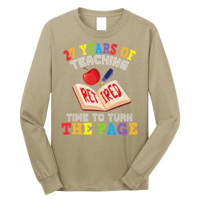 Teacher 27 Years Of Teaching Retired Time To Turn The Page Long Sleeve Shirt