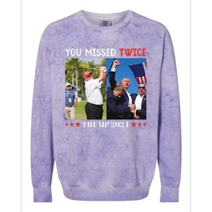 Trump 2024 You Missed Twice Golf Political Colorblast Crewneck Sweatshirt