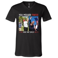 Trump 2024 You Missed Twice Golf Political V-Neck T-Shirt