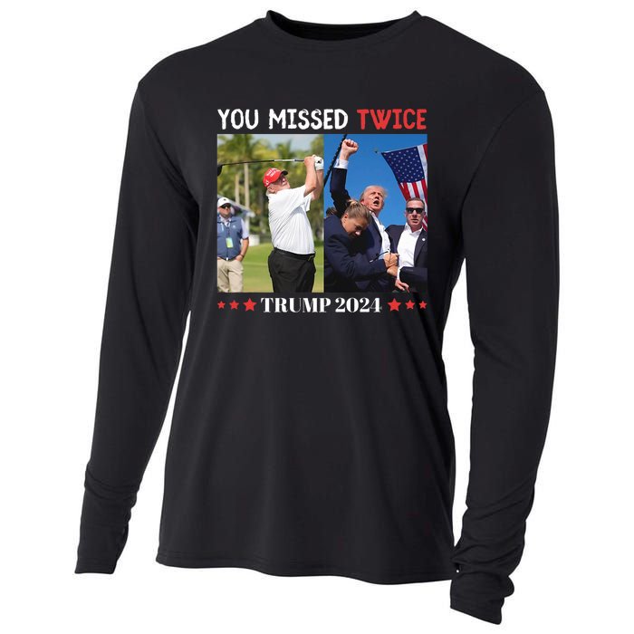 Trump 2024 You Missed Twice Golf Political Cooling Performance Long Sleeve Crew