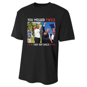 Trump 2024 You Missed Twice Golf Political Performance Sprint T-Shirt