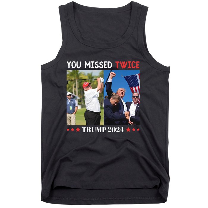 Trump 2024 You Missed Twice Golf Political Tank Top