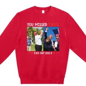 Trump 2024 You Missed Twice Golf Political Premium Crewneck Sweatshirt