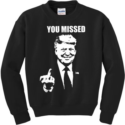 Trump 2024 You Missed Butler Pa Rally Patriotic Flag Vintage Kids Sweatshirt