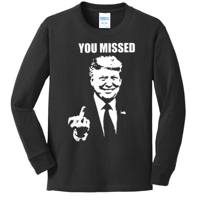 Trump 2024 You Missed Butler Pa Rally Patriotic Flag Vintage Kids Long Sleeve Shirt