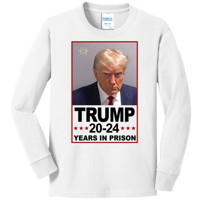 Trump 2024 Years In Prison Mugshot Election Kids Long Sleeve Shirt