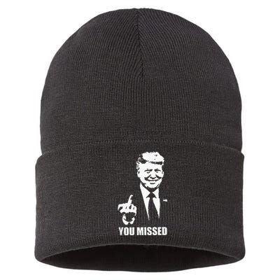 Trump 2024 You Missed Butler Pa Rally Patriotic Flag Sustainable Knit Beanie