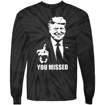 Trump 2024 You Missed Butler Pa Rally Patriotic Flag Tie-Dye Long Sleeve Shirt