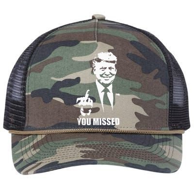 Trump 2024 You Missed Butler Pa Rally Patriotic Flag Retro Rope Trucker Hat Cap