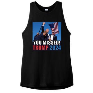 Trump 2024 You Missed! Shot Pennsylvania Rally Ladies PosiCharge Tri-Blend Wicking Tank