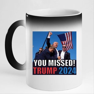 Trump 2024 You Missed! Shot Pennsylvania Rally 11oz Black Color Changing Mug