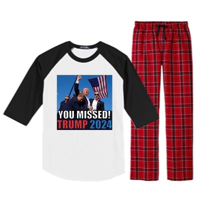 Trump 2024 You Missed! Shot Pennsylvania Rally Raglan Sleeve Pajama Set