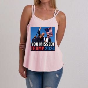 Trump 2024 You Missed! Shot Pennsylvania Rally Women's Strappy Tank