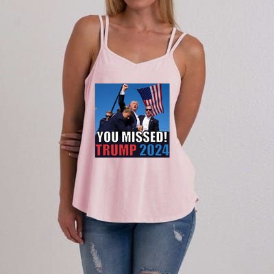 Trump 2024 You Missed! Shot Pennsylvania Rally Women's Strappy Tank