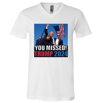 Trump 2024 You Missed! Shot Pennsylvania Rally V-Neck T-Shirt