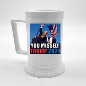 Trump 2024 You Missed! Shot Pennsylvania Rally Beer Stein