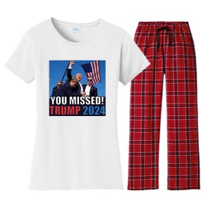 Trump 2024 You Missed! Shot Pennsylvania Rally Women's Flannel Pajama Set