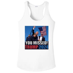 Trump 2024 You Missed! Shot Pennsylvania Rally Ladies PosiCharge Competitor Racerback Tank