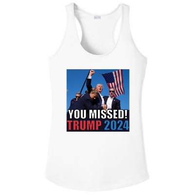 Trump 2024 You Missed! Shot Pennsylvania Rally Ladies PosiCharge Competitor Racerback Tank