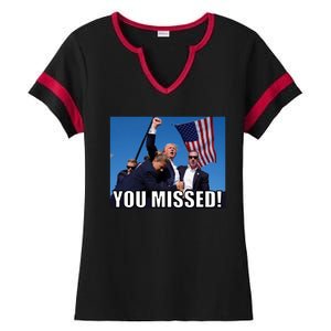 Trump 2024 You Missed Gun Shot At Pennsylvania Rally Ladies Halftime Notch Neck Tee