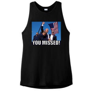 Trump 2024 You Missed Gun Shot At Pennsylvania Rally Ladies PosiCharge Tri-Blend Wicking Tank