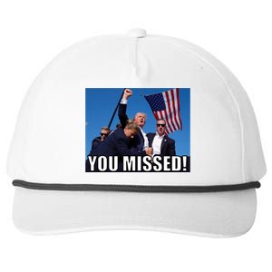 Trump 2024 You Missed Gun Shot At Pennsylvania Rally Snapback Five-Panel Rope Hat