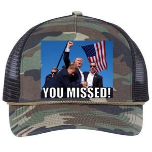 Trump 2024 You Missed Gun Shot At Pennsylvania Rally Retro Rope Trucker Hat Cap