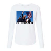 Trump 2024 You Missed Gun Shot At Pennsylvania Rally Womens Cotton Relaxed Long Sleeve T-Shirt